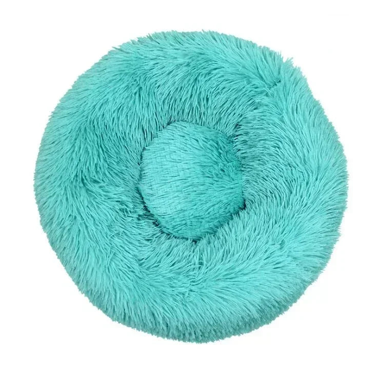 Round Plush Donut Dog Bed  Calming Sofa Bed for Cats & Dogs