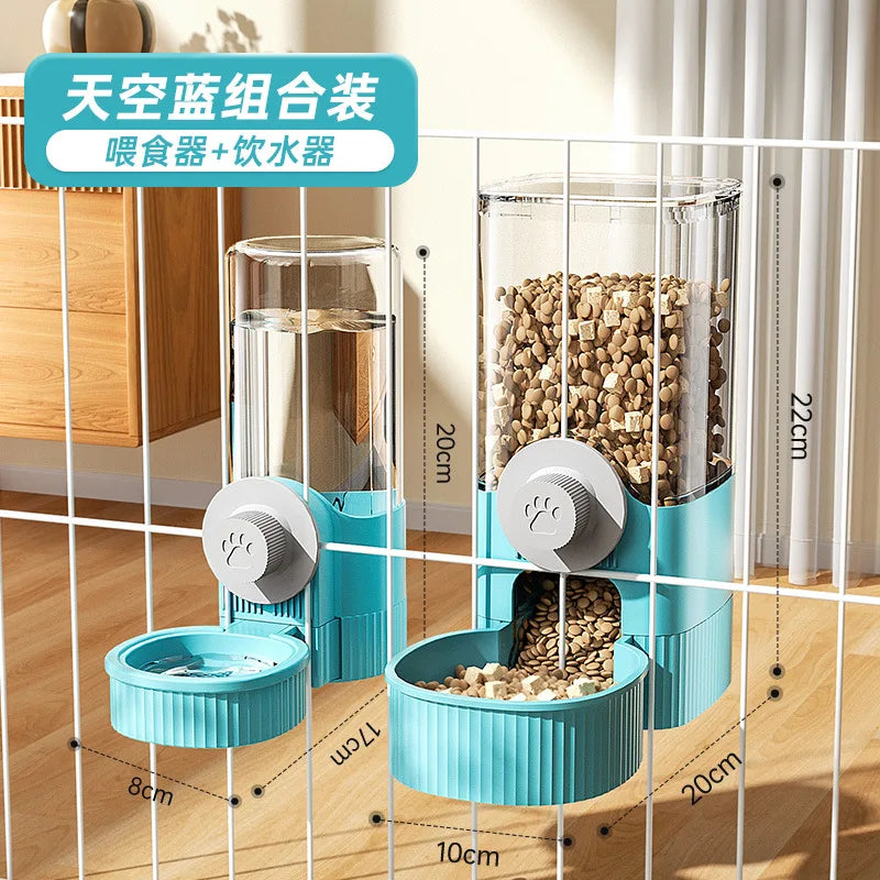 OUWO Automatic Pet Water & Food Dispenser Hanging Bowl for Cats & Dogs