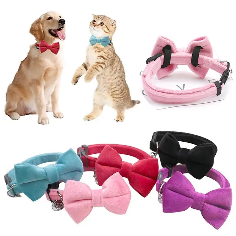 Cute Bowknot Cat Collar with Bell Adjustable Pet Collar