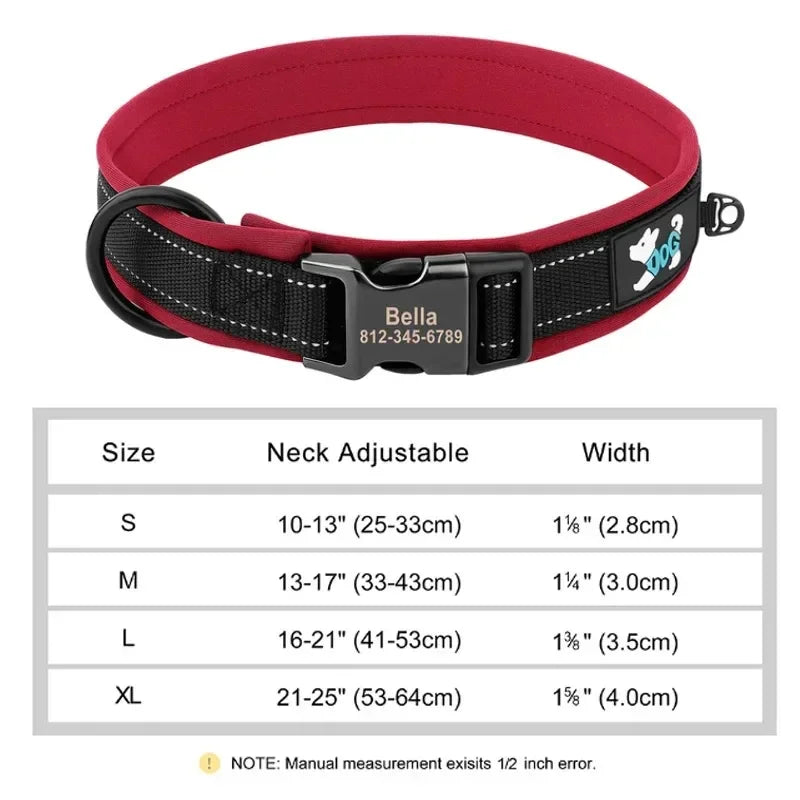Reflective Personalized Pet Collar Engraved ID Nylon Design