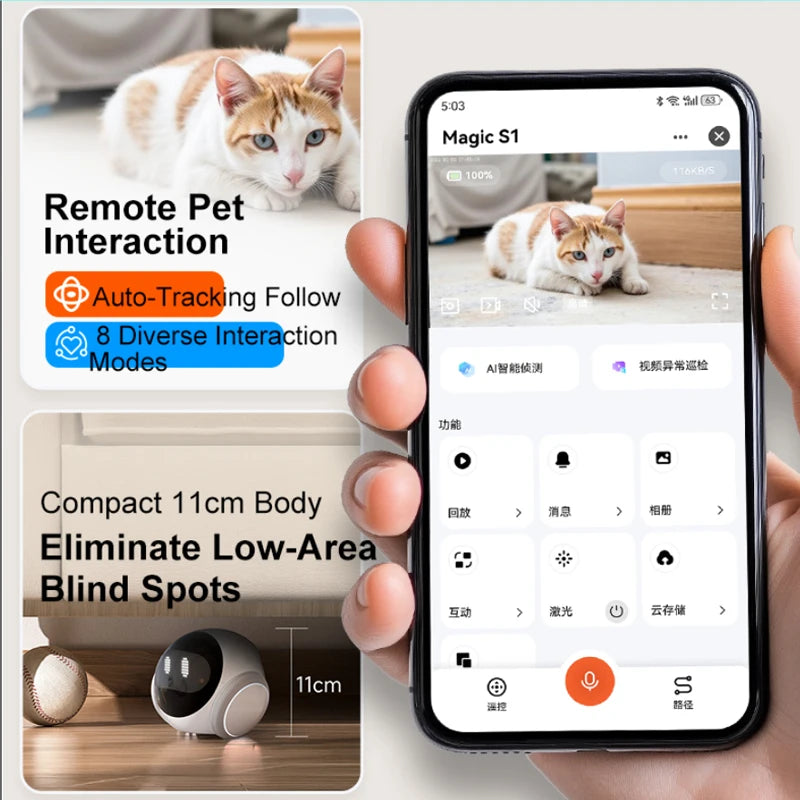Famue Smart Pet Camera  2K WiFi Auto Tracking Laser Robot