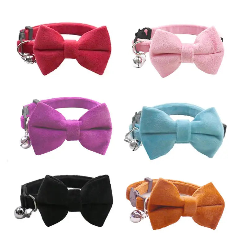 Cute Bowknot Cat Collar with Bell Adjustable Pet Collar