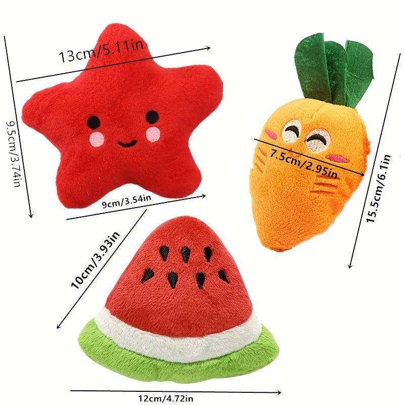 10-Piece Puppy Plush Toy Set Chew & Squeaky Fruit Toys