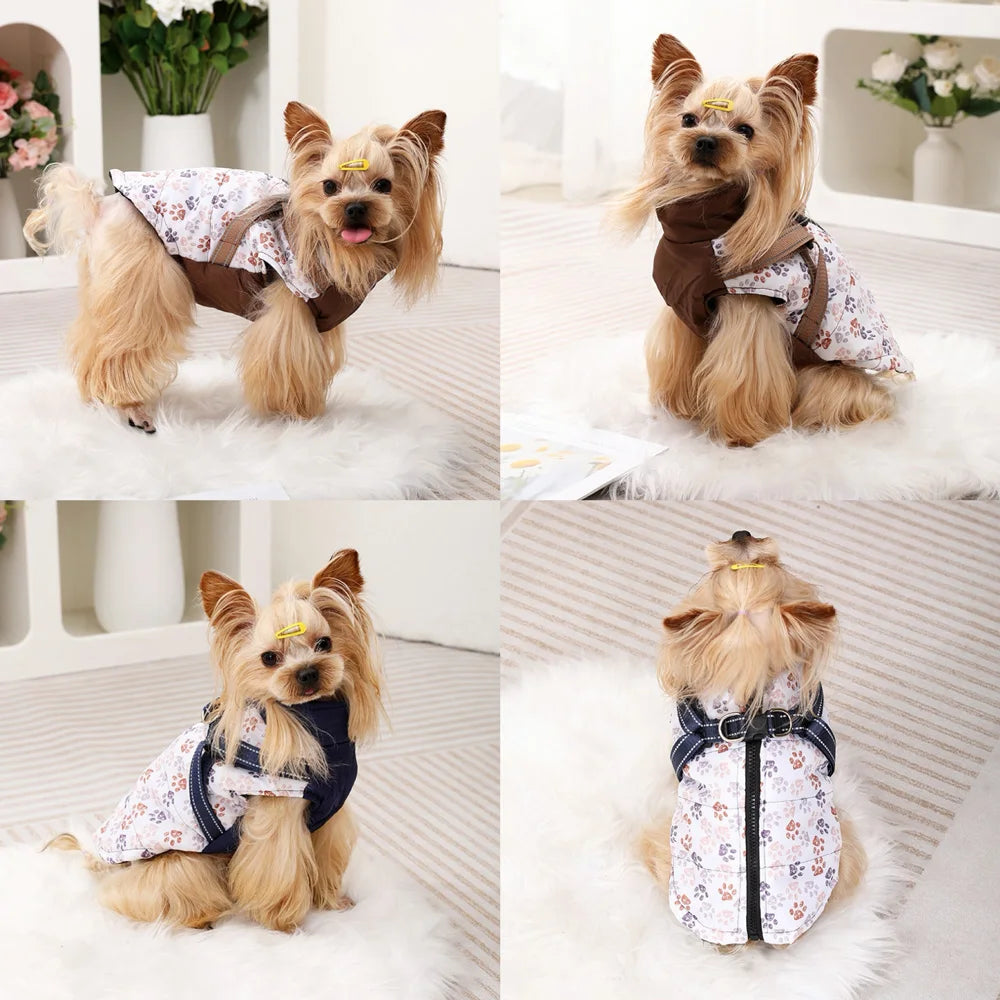 Warm Pet Jacket with Harness Windproof Dog Coat for Winter