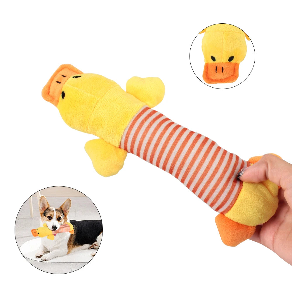 Cute Fleece Plush Squeaky Toys for Dogs & Cats Fun Chew Dolls