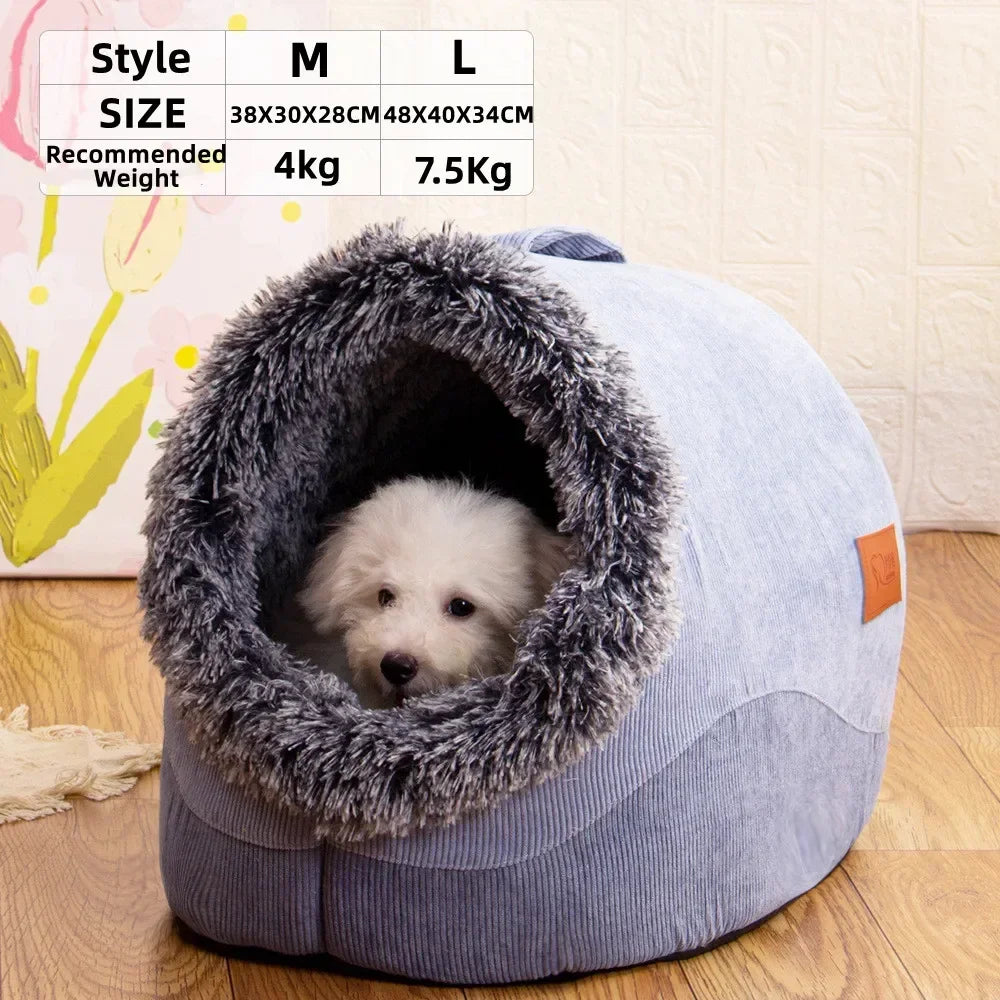 Portable Plush Pet House Cozy Bed for Small Dogs & Cats