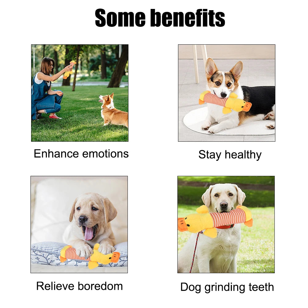 Cute Fleece Plush Squeaky Toys for Dogs & Cats Fun Chew Dolls