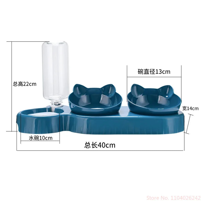 3-in-1 Pet Bowl | Tilt Diet Feeder with Gravity Water Bottle