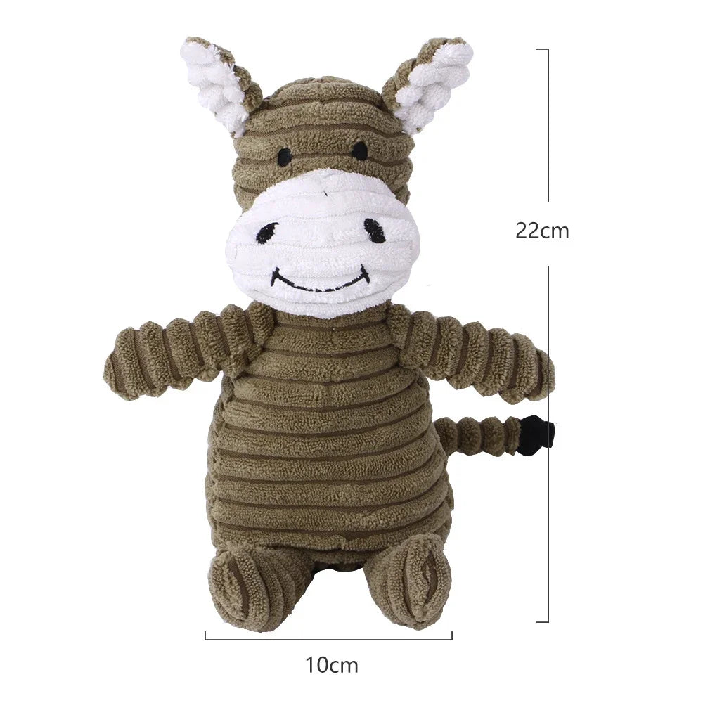 Plush Dog Toy Bite-Resistant Squeaky Corduroy Pet