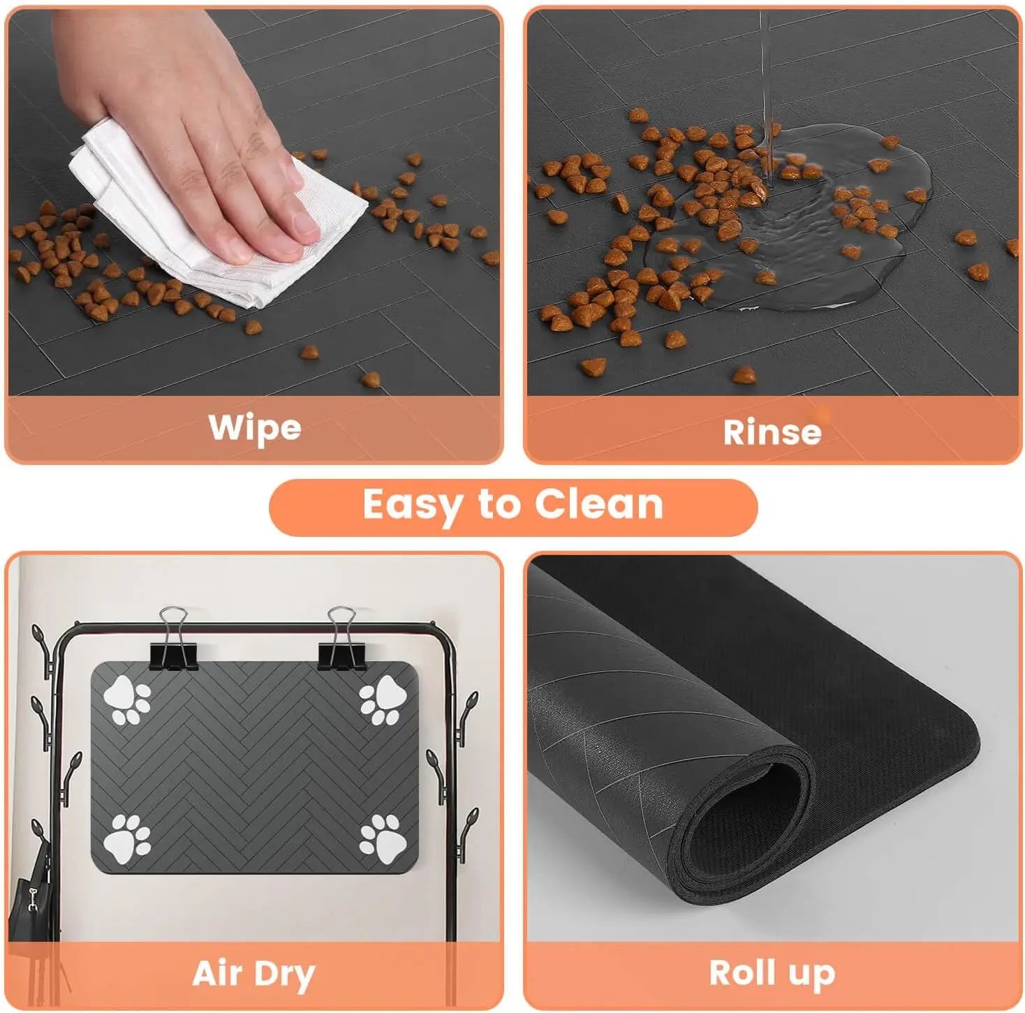 Absorbent Pet Feeding Mat for Dogs & Cats  Waterproof & Quick-Dry