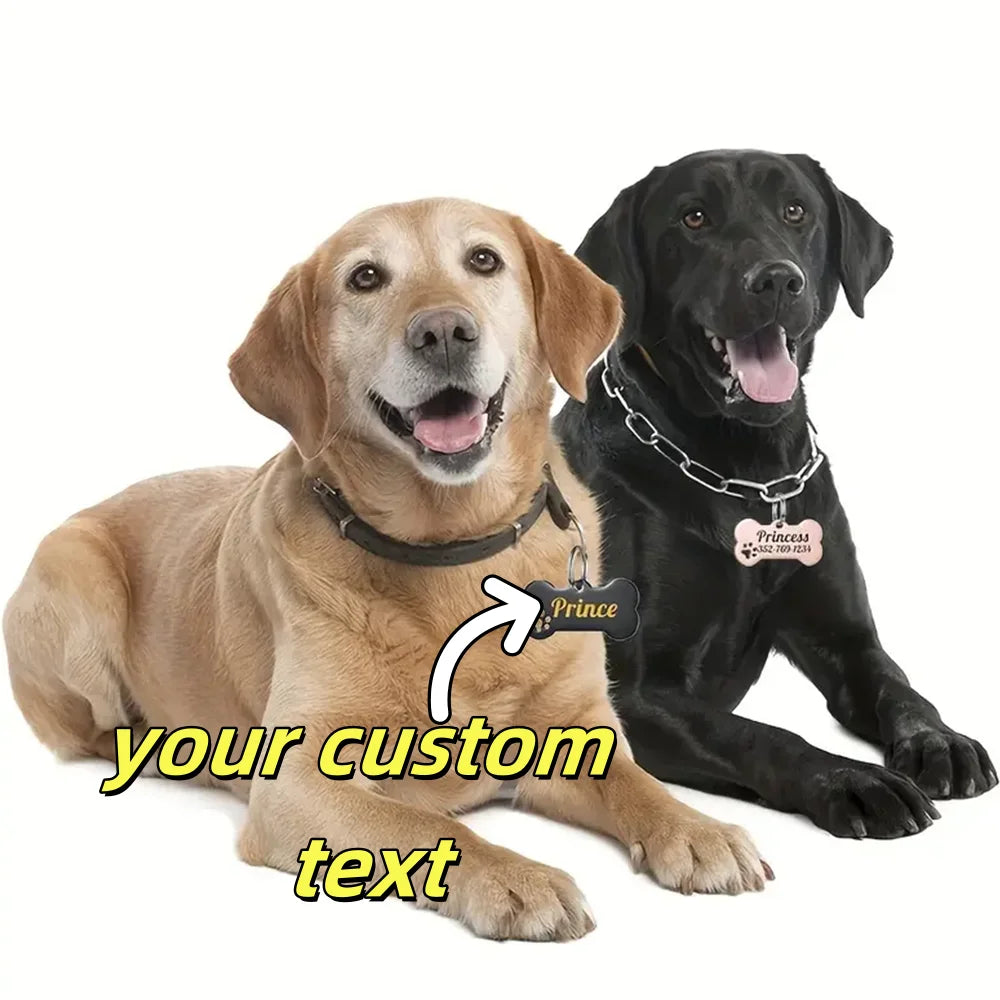 Personalized Pet ID Tag with Bone Pendant Custom Name Tag