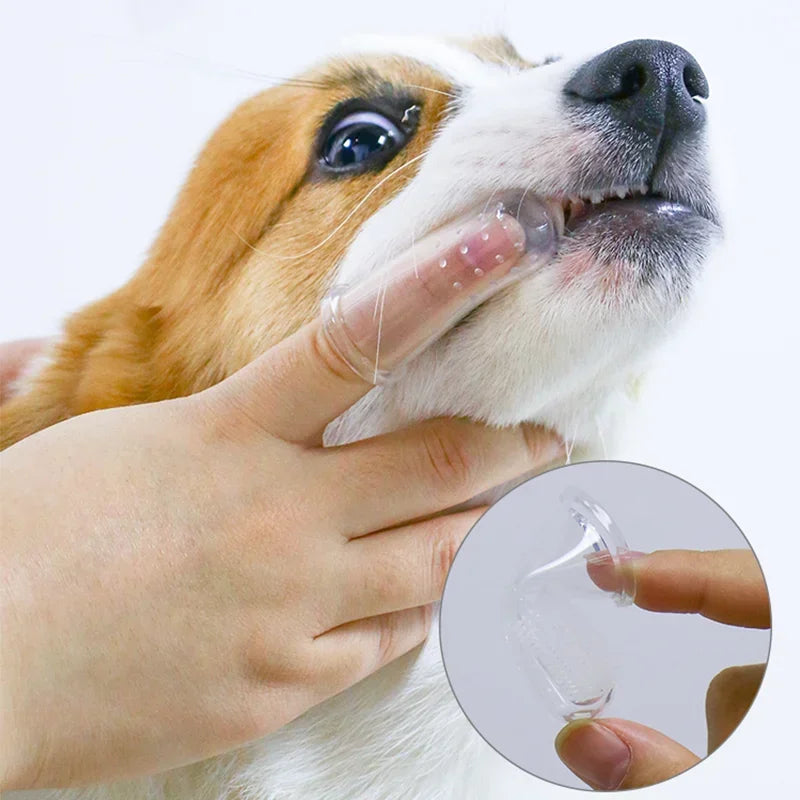 Pet Finger Toothbrush  Soft Silicone Teeth Care for Dogs & Cats