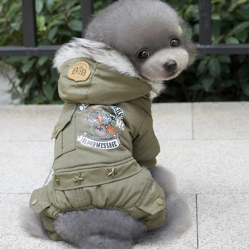 Warm Fleece Puppy Hoodie Winter Jumpsuit for Small Dogs