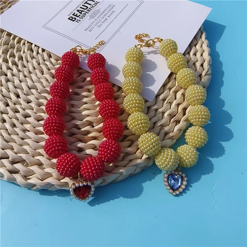 Luxury Pearl Pet Collar Adjustable Necklace for Cats & Dogs