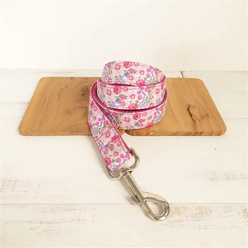 Personalized Pet Collar Adjustable Nameplate ID Tag Pink Flower