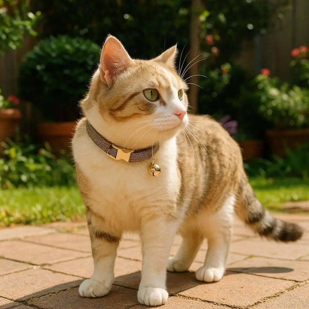 Adjustable Cat & Dog Collar with Bell Personalized Pet Necklace