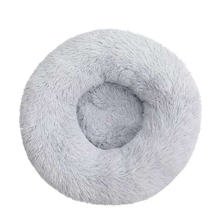 Round Plush Donut Dog Bed  Calming Sofa Bed for Cats & Dogs