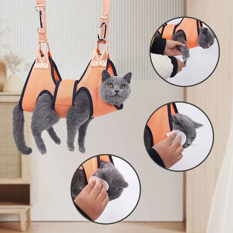 Cat Grooming Restraint Bag Anti-Scratch Nail & Bath Hammock