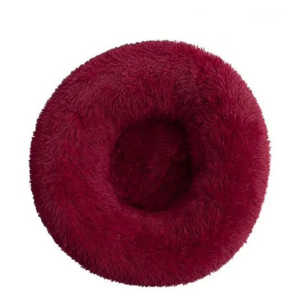 Round Plush Donut Dog Bed  Calming Sofa Bed for Cats & Dogs