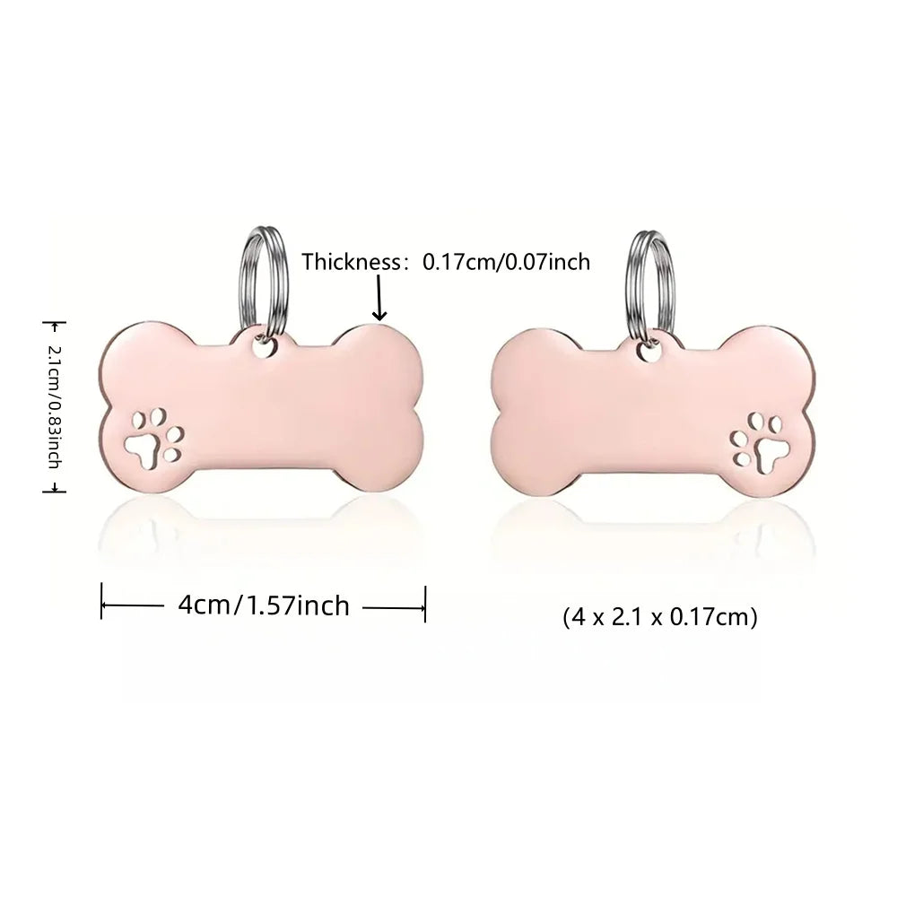 Personalized Pet ID Tag with Bone Pendant Custom Name Tag