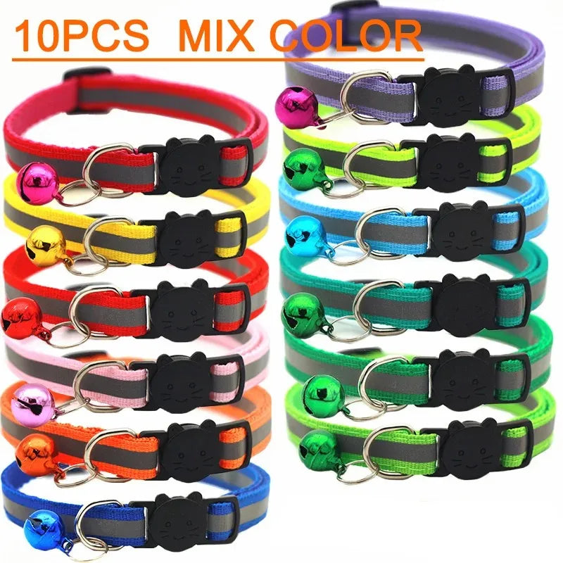 10-Pack Cat Collars Adjustable Kitten Collar with Bell