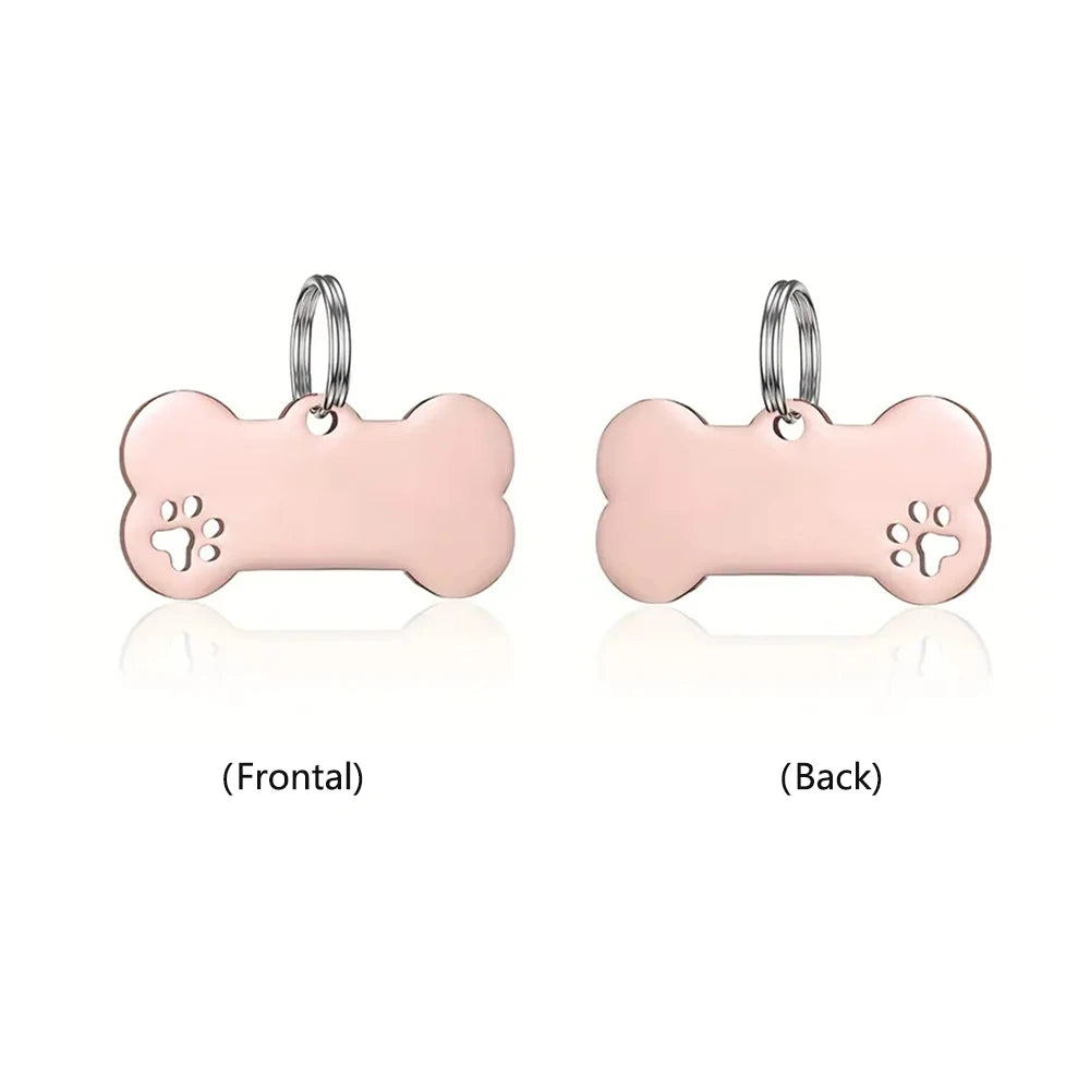 Personalized Pet ID Tag with Bone Pendant Custom Name Tag