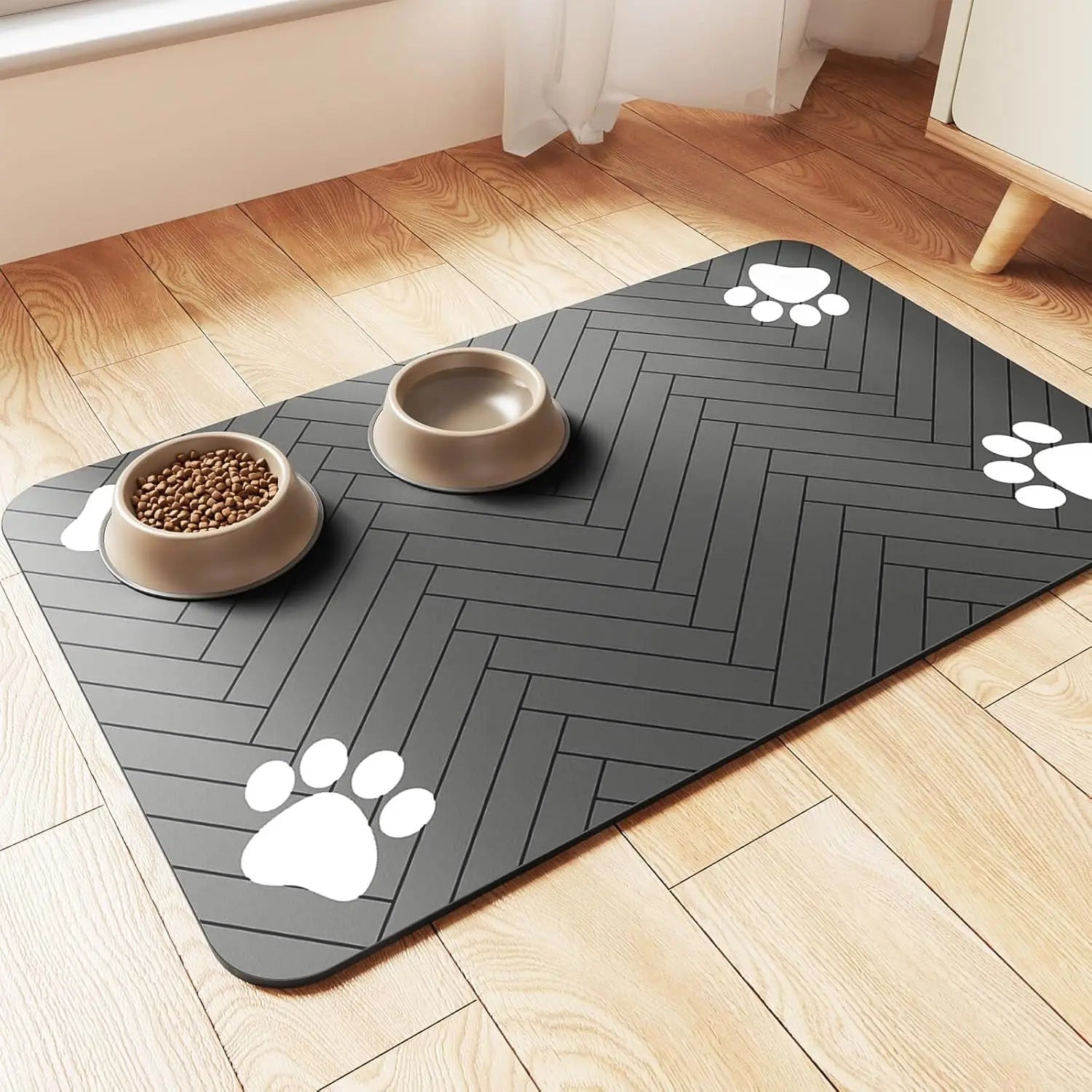 Pet Feeding Mat Waterproof Absorbent Bowl Placemat for Cats & Dogs