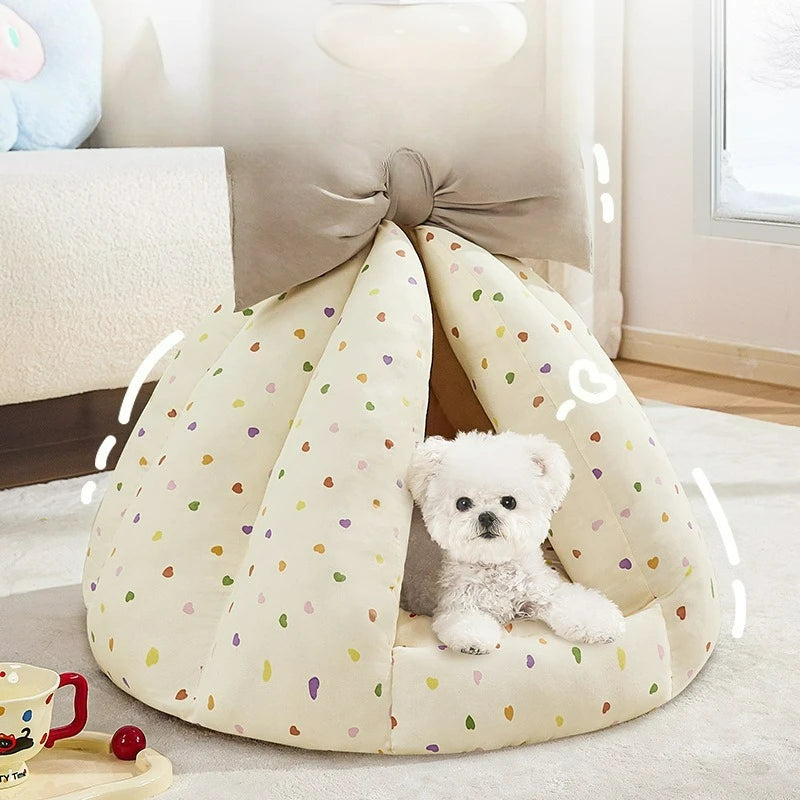 Enclosed Cat & Small Dog Bed  Soft All-Season Pet Nest