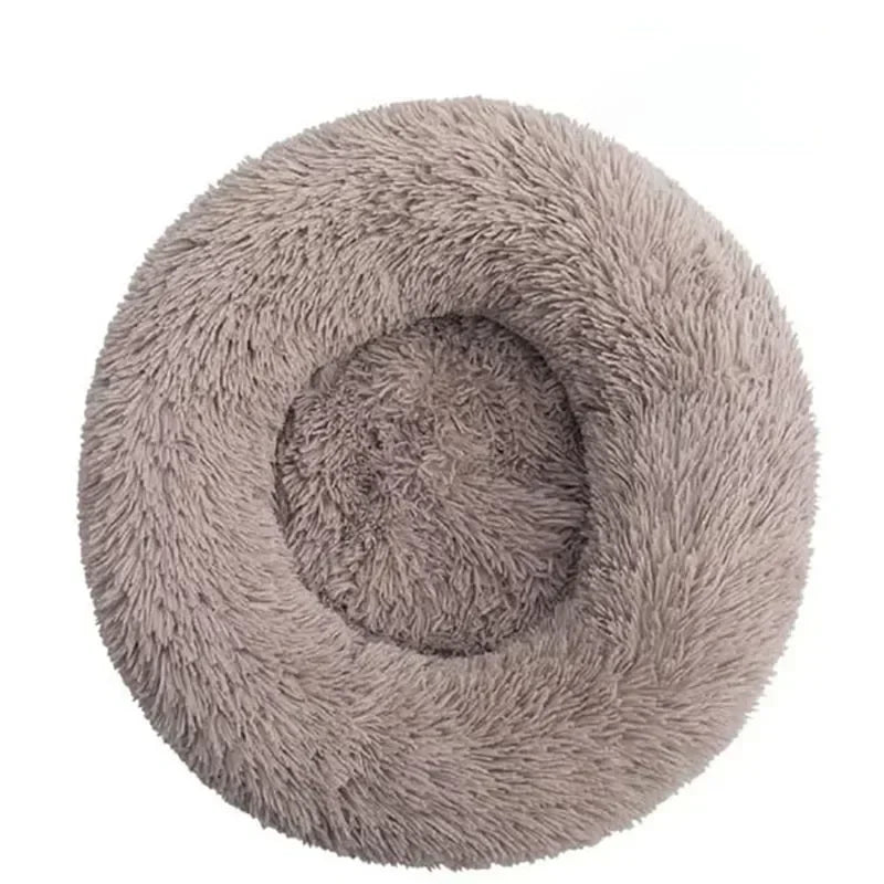 Round Plush Donut Dog Bed  Calming Sofa Bed for Cats & Dogs