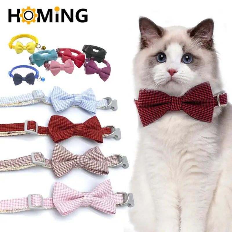 22-Pack Pet Bow Bell Collars  Adjustable Multicolor Cat & Dog