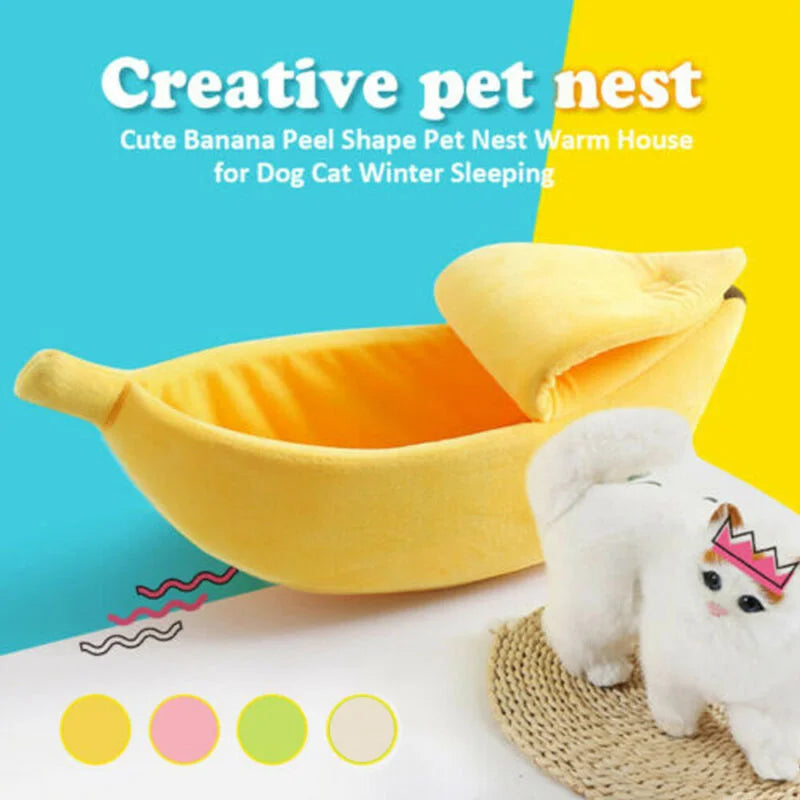 Banana-Shaped Cat Bed Cozy & Portable Pet House for Cats & Dogs