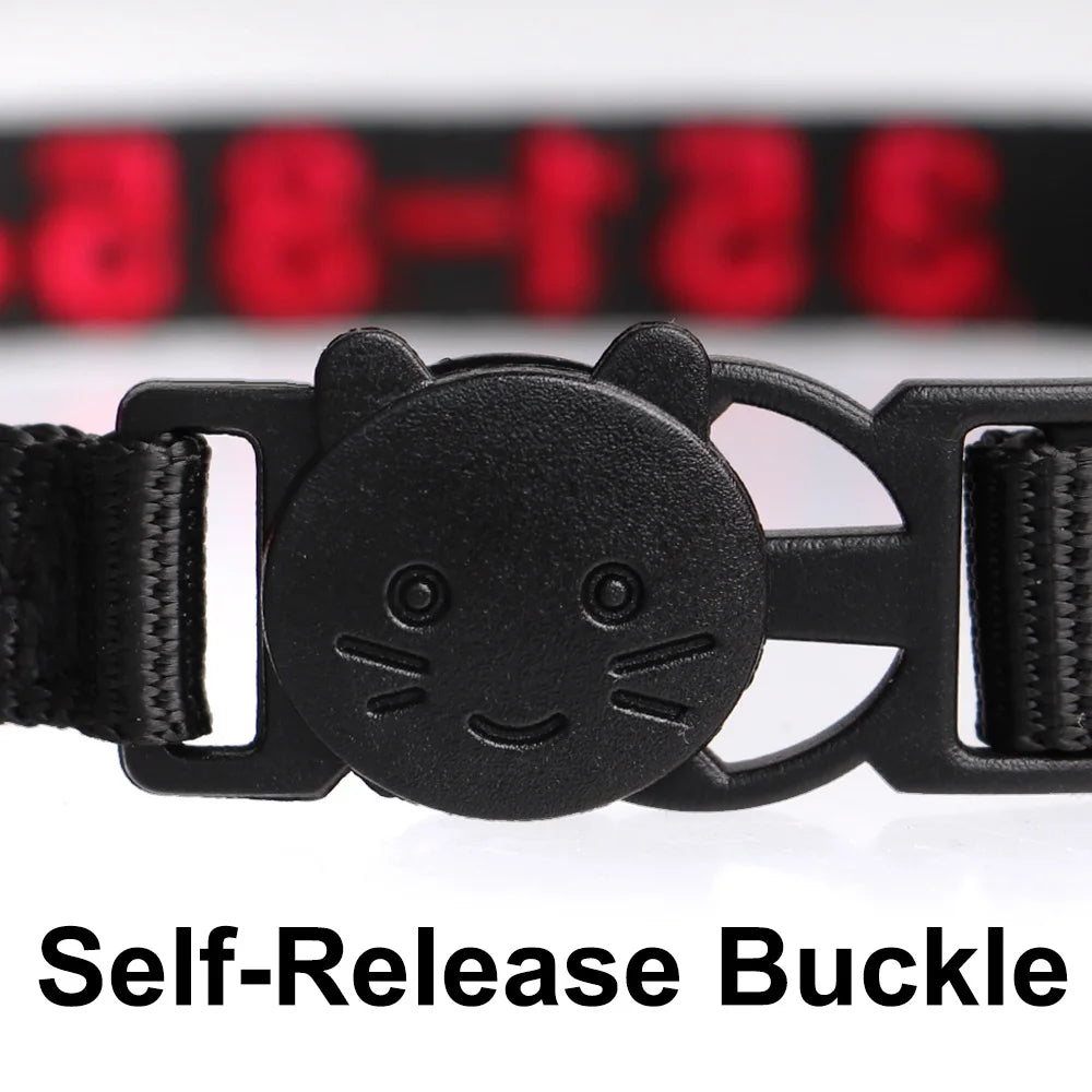 Custom Embroidered Cat & Dog Collar Adjustable Nylon ID Collar