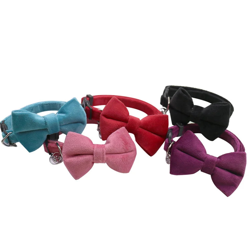 22-Pack Pet Bow Bell Collars  Adjustable Multicolor Cat & Dog