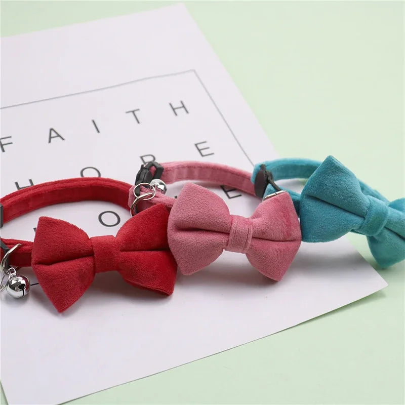 Cute Bow & Bell Cat Collars Adjustable Multicolor Pet Collars