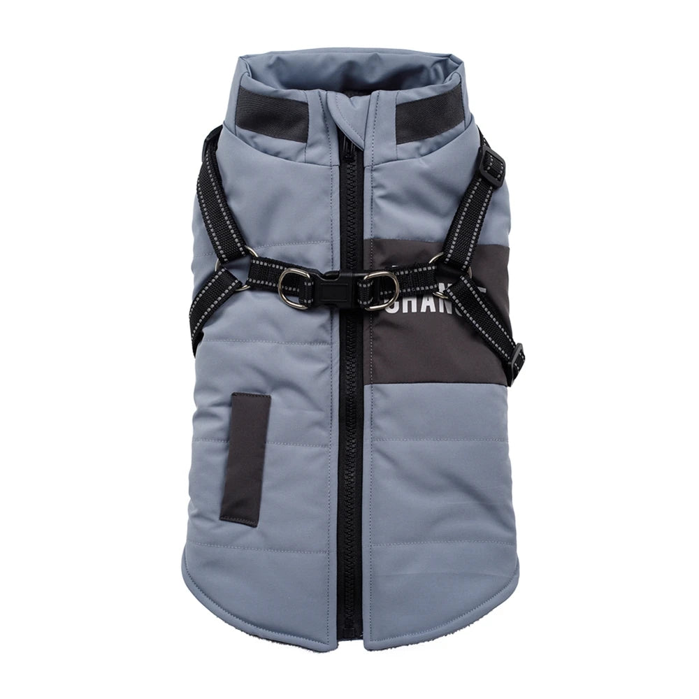 Waterproof Dog Jacket with Harness Warm Winter Pet Coat