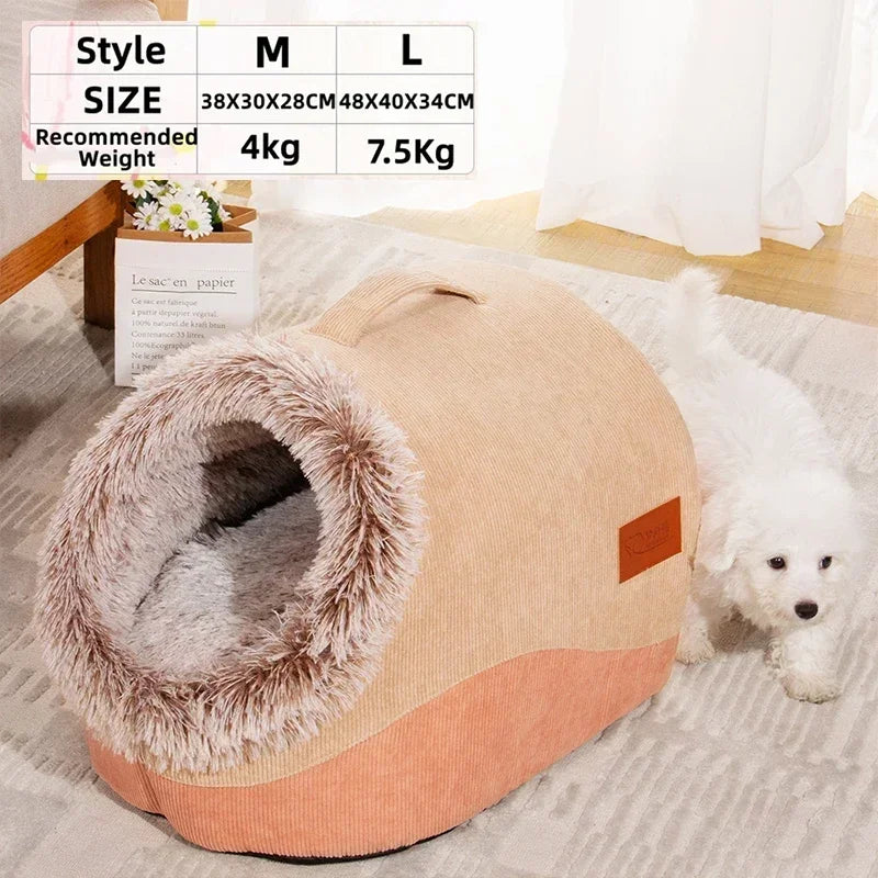 Portable Plush Pet House Cozy Bed for Small Dogs & Cats