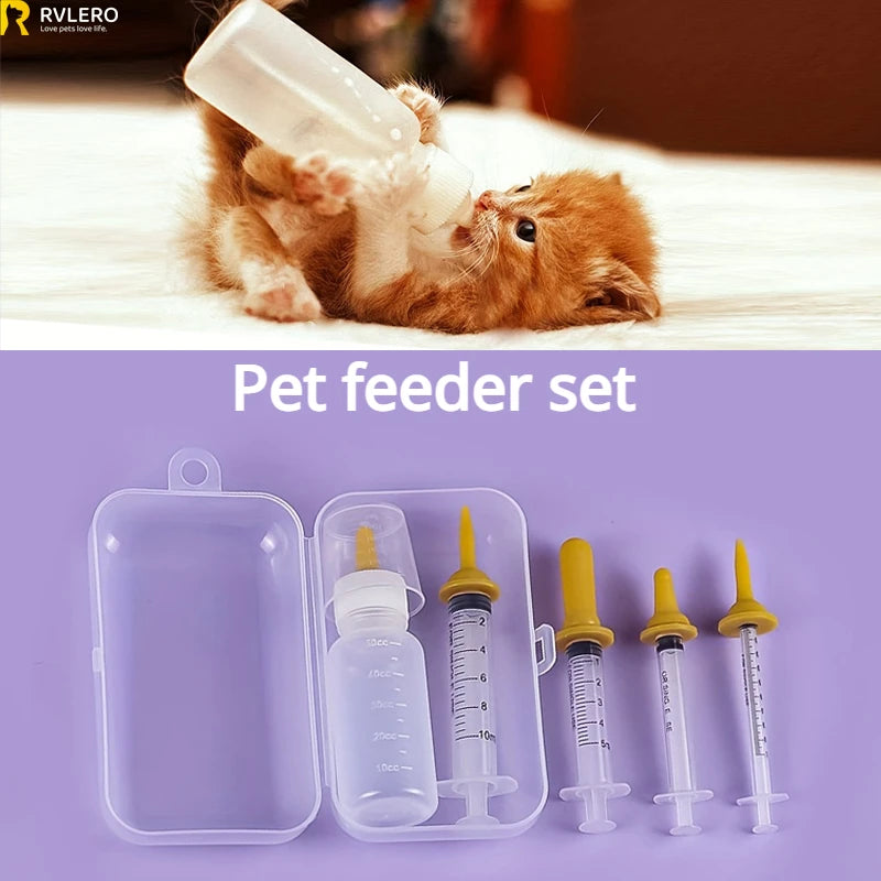 Pet Feeding Device Set Bottle & Syringe Kit for Puppies & Kittens
