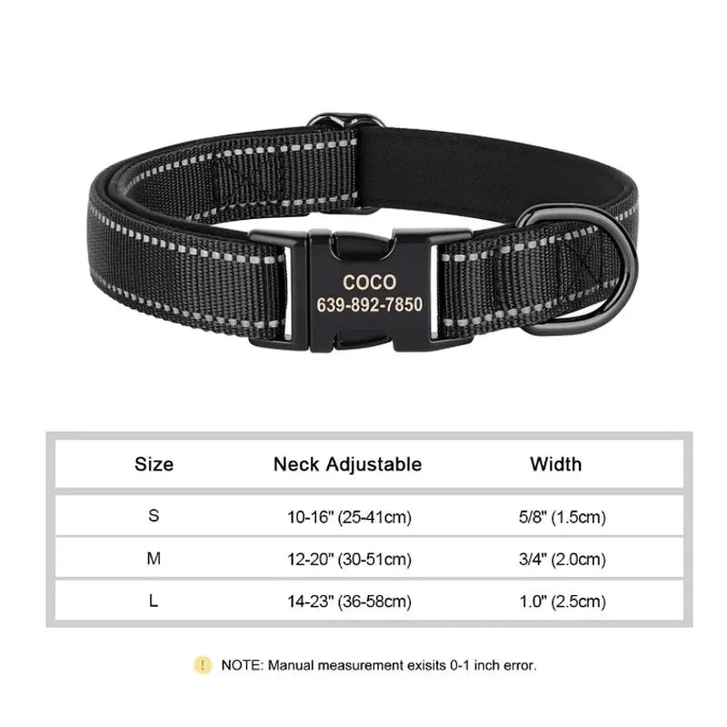 Reflective Personalized Pet Collar Engraved ID Nylon Design
