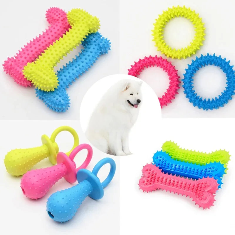 Durable Rubber Chew Toys for Small Dogs Teeth Cleaning Trainer