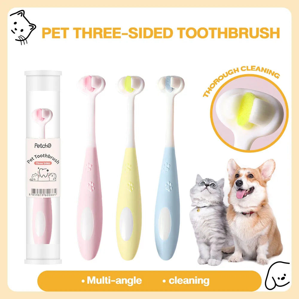 360° Pet Toothbrush 3-Sided Dog & Cat Teeth Cleaning Brush