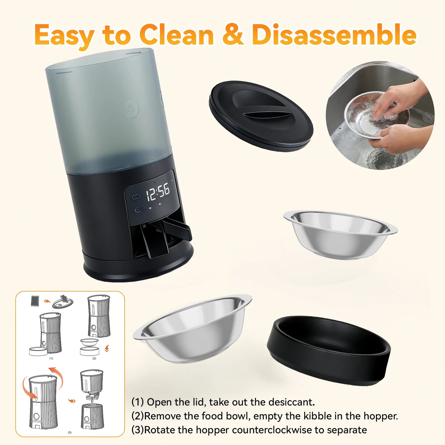 6L Automatic Dual Bowl Pet Feeder Timed Cat & Dog Food Dispenser