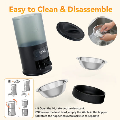 6L Automatic Dual Bowl Pet Feeder Timed Cat & Dog Food Dispenser