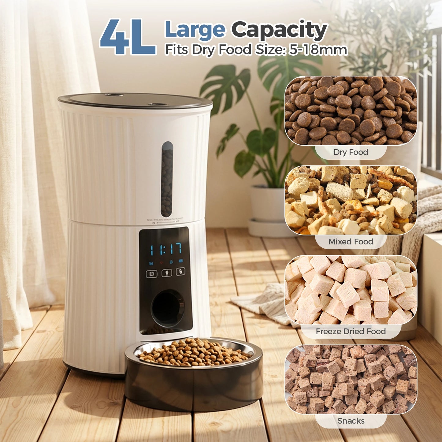 4L WiFi Smart Pet Feeder App Controlled Automatic Feeder