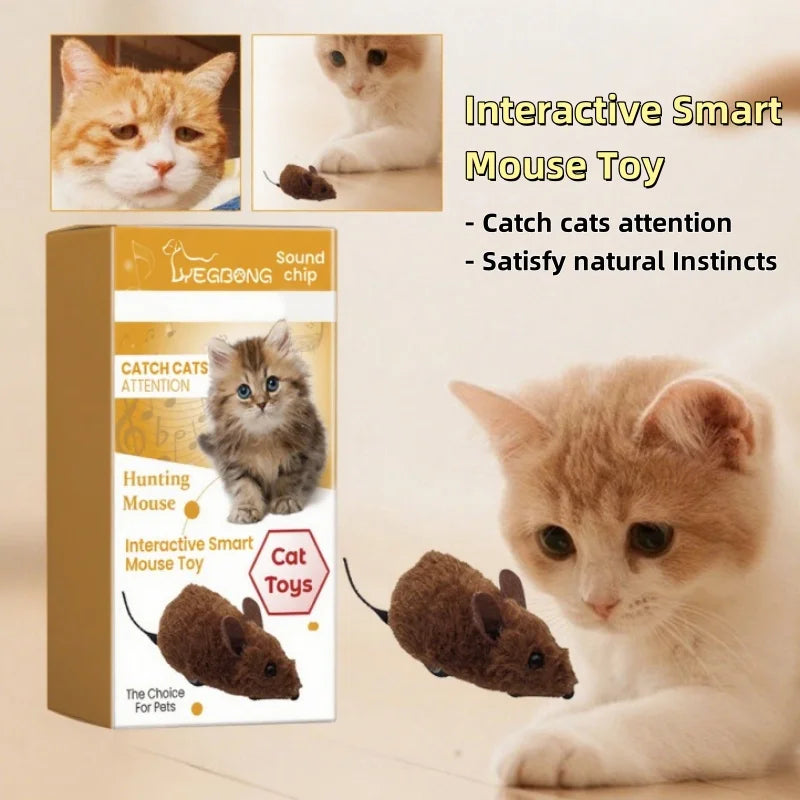 Interactive Mouse Cat Toy Realistic Sound Plush Pet Toy