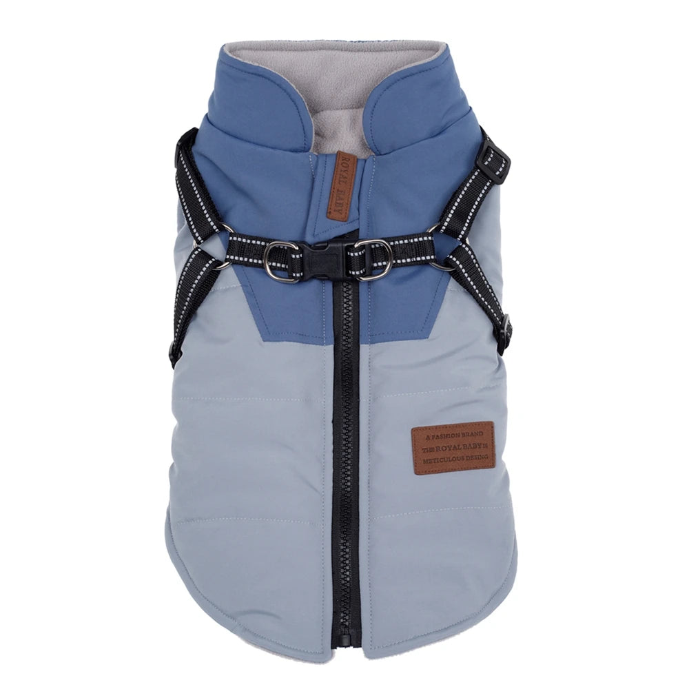 Waterproof Dog Jacket with Harness Warm Winter Pet Coat