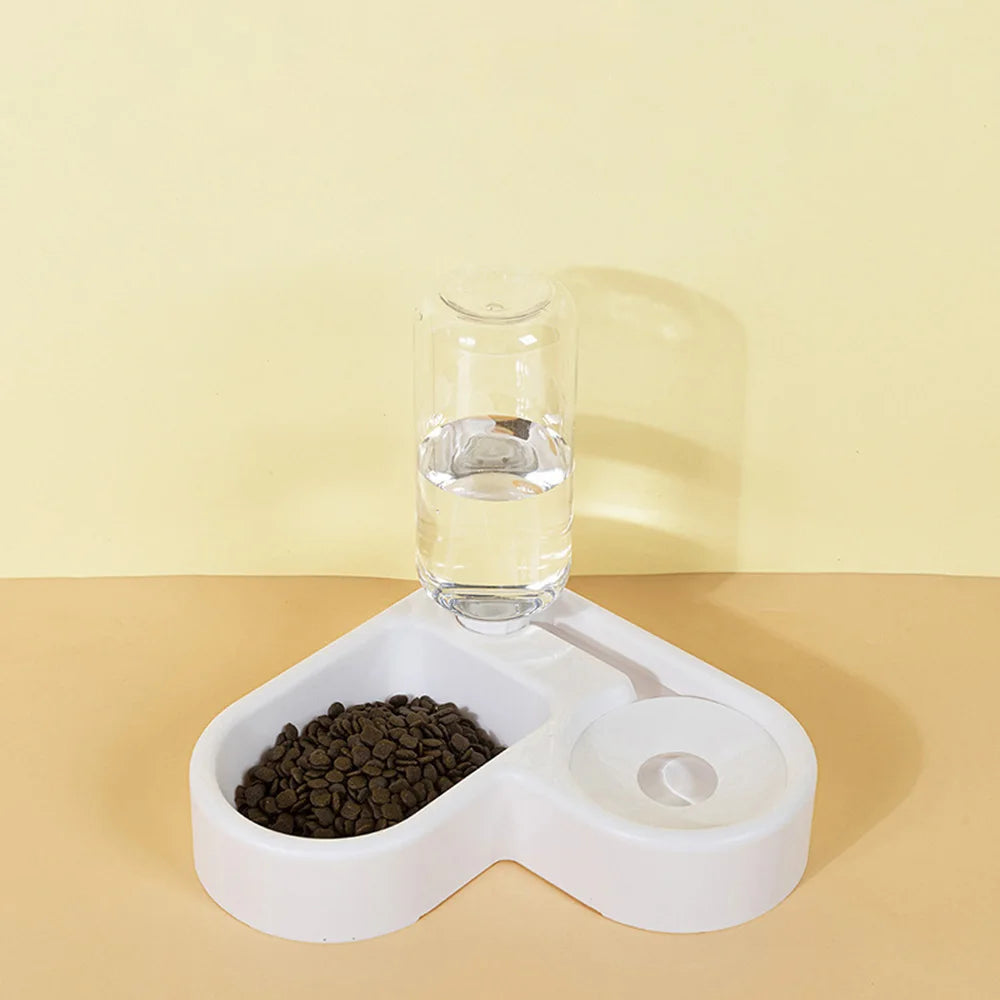 Heart-Shaped Pet Bowl Set Automatic Water & Food Feeder