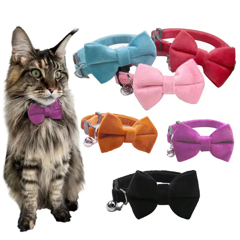 Cute Bowknot Cat Collar with Bell Adjustable Pet Collar