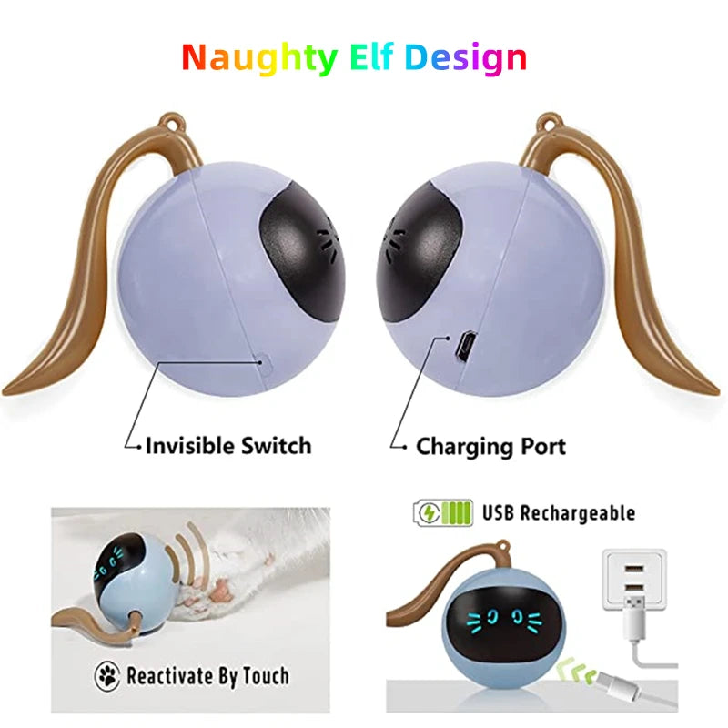 AI Smart Cat Toy Ball | USB Rechargeable Auto Moving Pet Ball