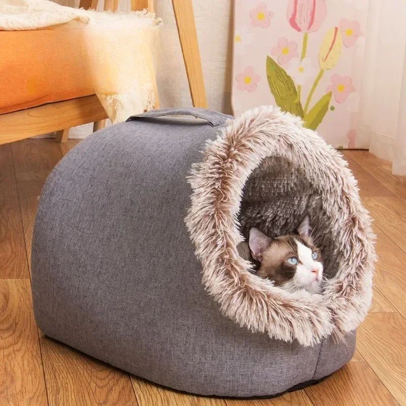 Portable Plush Pet House Cozy Bed for Small Dogs & Cats