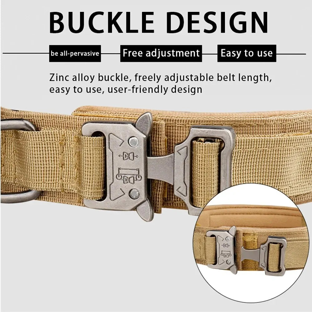 Tactical Nylon Dog Collar Metal Buckle for Medium & Large Dogs